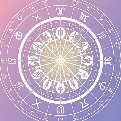 Zodiac symbols arranged in a circular chart