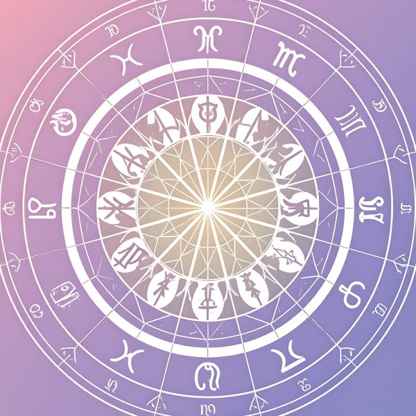 Zodiac symbols arranged in a circular chart
